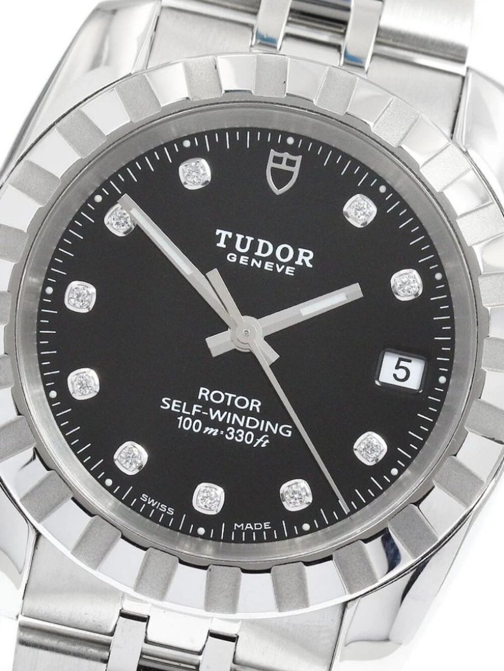 TUDOR Classic 21010 Date 10P diamond black Dial Automatic Men's Watch_950627